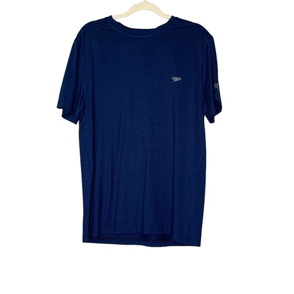 SPEEDO UV Block the Burn 50+ men’s Swim Shirt‎ blue stripe Short Sleeves. Size L - Picture 1 of 8